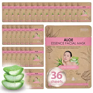 [Original Derma Beauty] - 36PK Aloe, Coconut, Vitamin, Cucumber Vegan Facial Sheet Mask for Dry Skin Korean Beauty Skincare Gift
