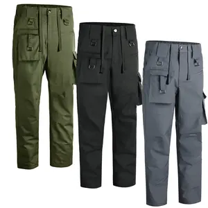 Men's Casual Plain All-Seasons Multi-Pocket Utility Cargo Pants, Adjustable-Strap Menswear Trousers for Daily & Outdoor Use