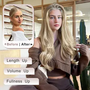 ALXNAN Clip in Hair Extensions Synthetic Dirty Blonde Hair Extensions Long Stright Layered Hair Extensions for Women Curly Wavy Hair Extension