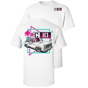 C10 Square Body Vintage Lowered Truck Miami Retro Neon Casual Men Unisex White Short Sleeve T-Shirt Deftones Tour