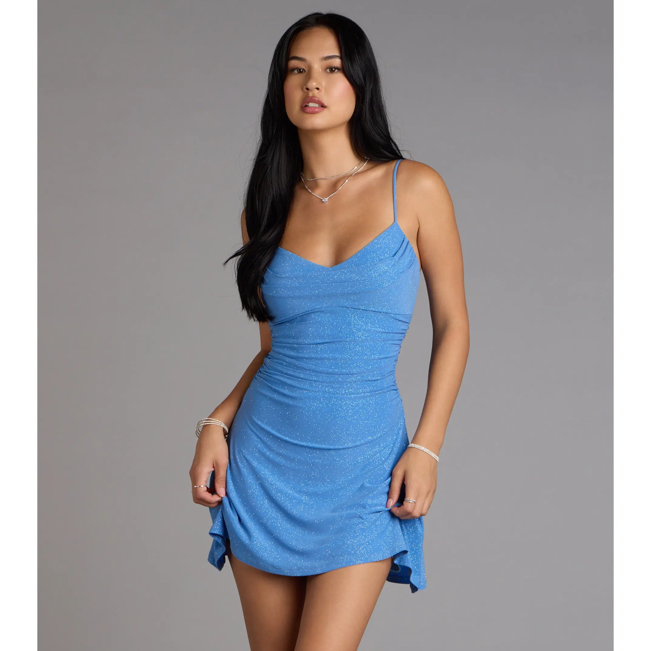 Shine On A-Line Glitter Mini Dress