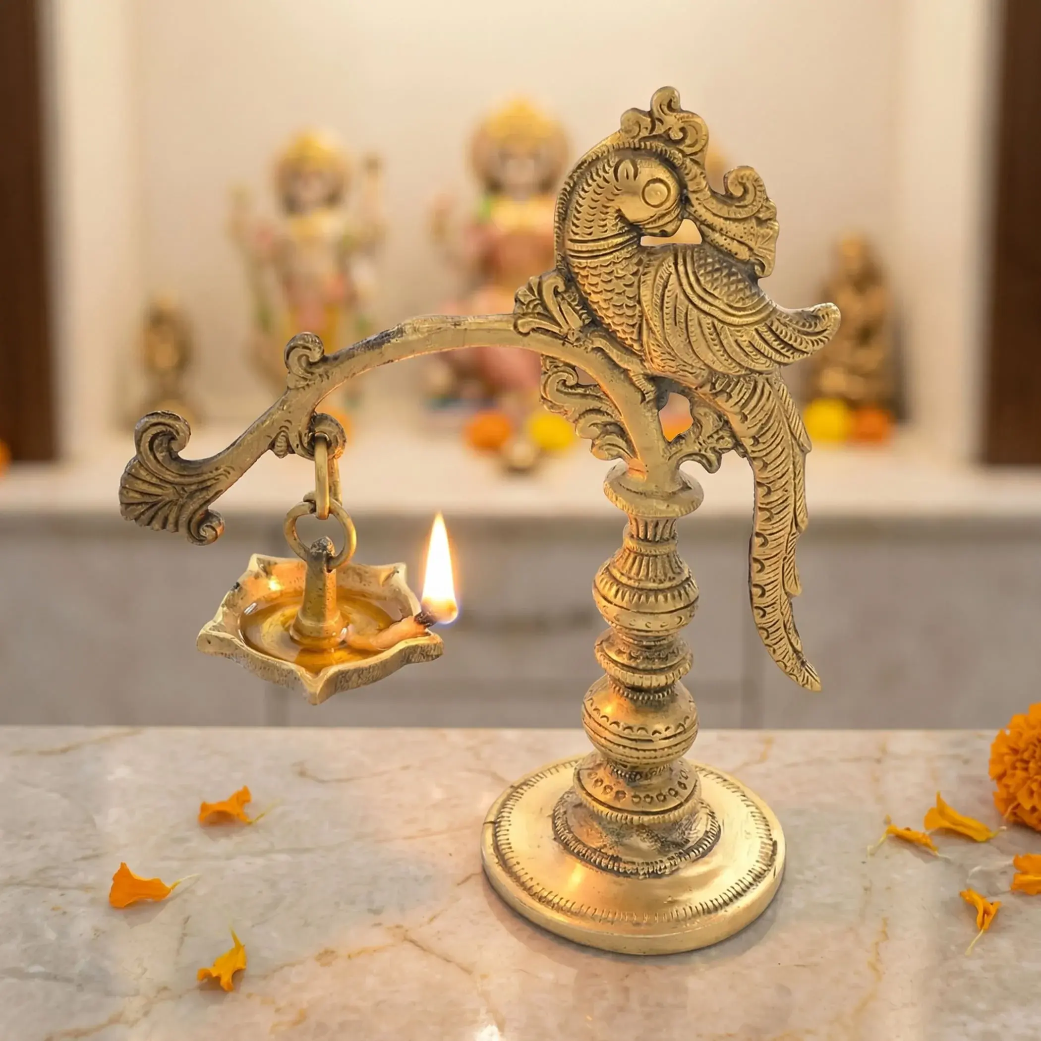 Exquisite Brass Annam Oil Lamp Diya | Handcrafted Elegance for Diwali, Temple, Home, Office | Perfect Housewarming Gift