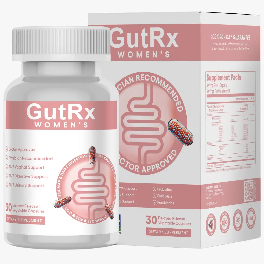 GutRx WOMEN’S – Probiotic for Women with Cranberry, D-Mannose Prebiotics and Tributyrin Postbiotic – 28 Billion CFU for Vaginal, Urinary & Digestive Health – With Lactobacillus & Bifidobacterium, 30 Capsules