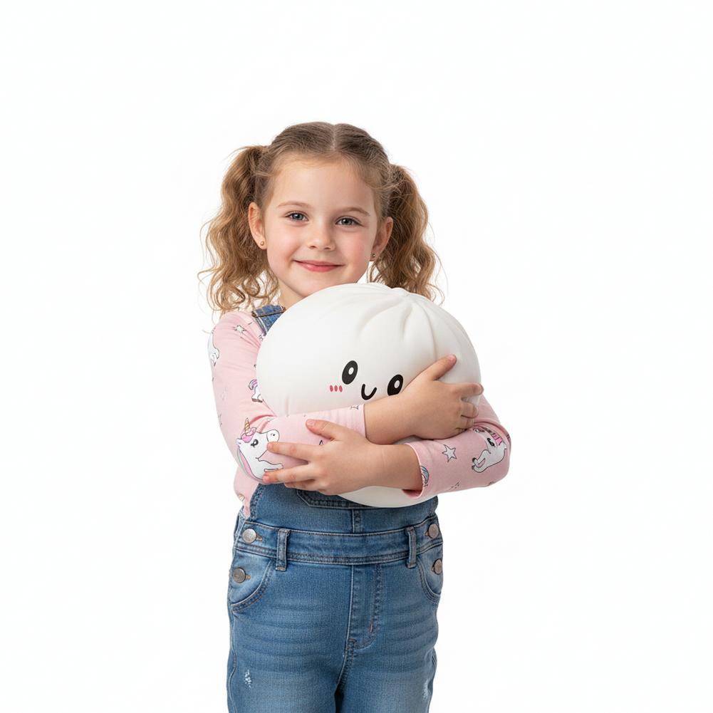 Large Dumpling Squishy Plush Toy Soft PET Stuffed Hug Pillow Adorable Steamer Design Home Decoration Stress Relief Toy for Kids