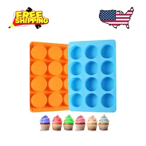 2PCS Silicone Oreo Molds, 12 Cavity Cookie Chocolate Round Silicone Mold