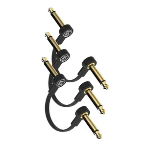 Guitar Flat Patch Cables (Pack of 3) - 2 Inch C-Shape Ultra-Thin Effect Guitar Pedal Patch Cables - Right-Angle, Black with Durable  Plated Connectors, Maximize Pedalboard Space