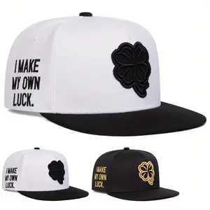 Unisex Four-leaf Clover Side Letter Embroidered Hip Hop Hat Outdoor Sport Adjustable Sunscreen Leisure Hat Spring Autumn Travel Tourism Beach Vacation
