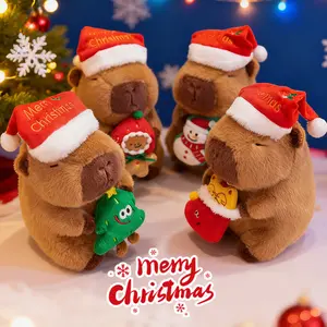 Christmas Kapibara Plush Toy, Cute Capybara Design, Soft & Cozy, Perfect Holiday Gift for Friends, Festive Home Decor Accessory