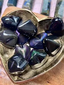 Rainbow Black Obsidian Crystal Hearts!!!