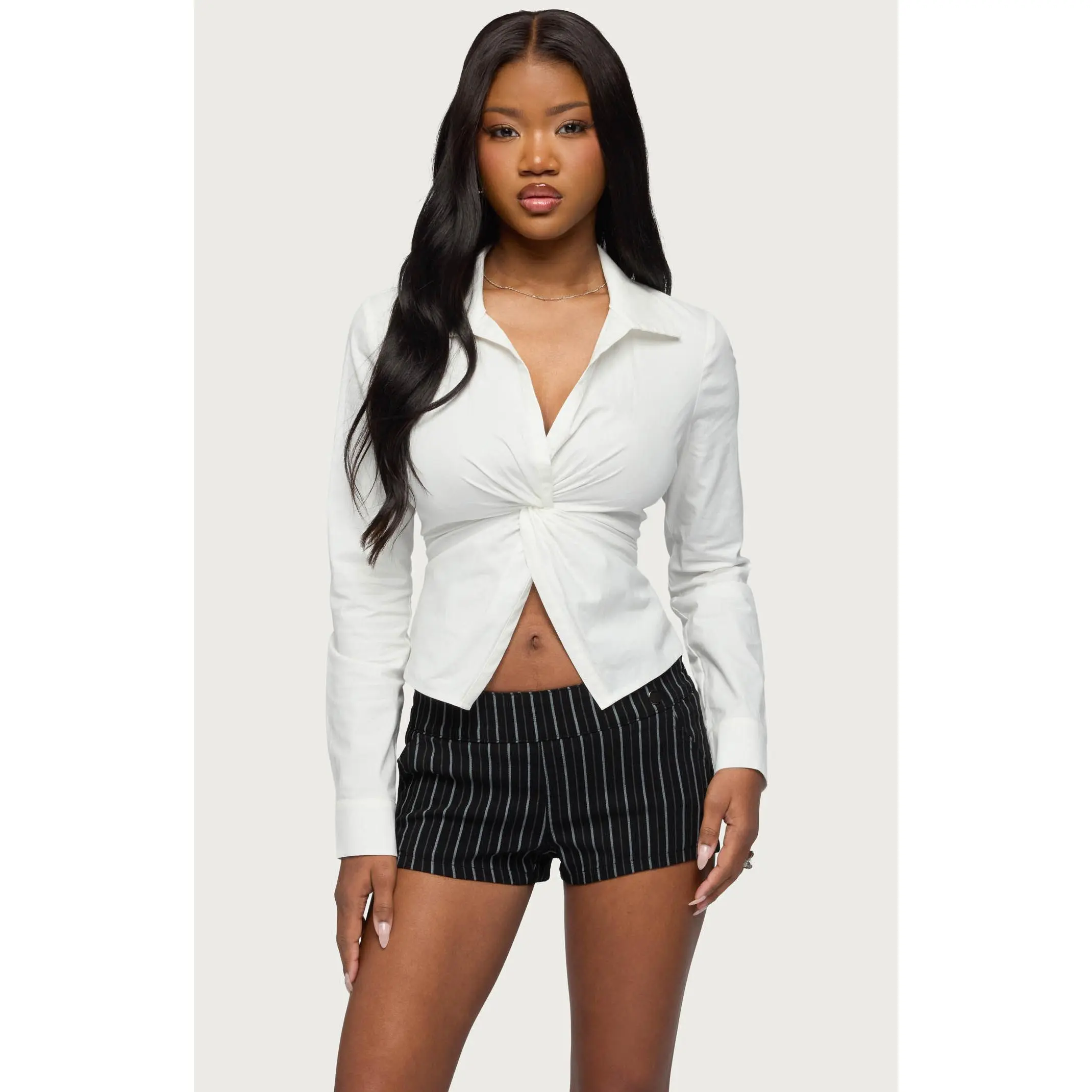 Edikted Women's Jovie Twisted Lace Up Tailored Shirt