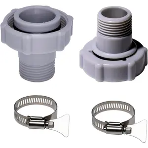 Drain Adapter 4-Piece Set, 1.5 Inch Drainage Adapter with Stainless Steel Hose Clamps, Above Ground Pool Accessories, Drain Connector for Filter Pumps