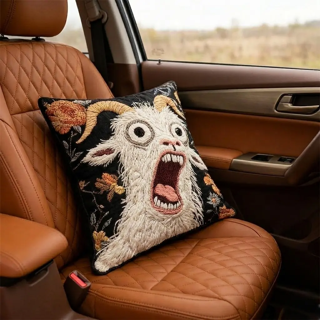 Viral Screaming Goat Cushion Cover - Meme-Inspired Household Textile, Universal Fit, Sturdy Construction, Quick Easy Use, Case Only, Memorable Gift for Living Room