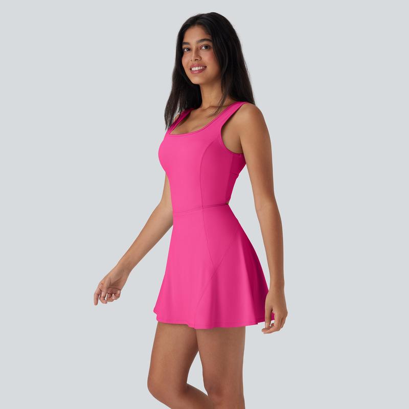 Halara SoftlyZero Airy U Neck 2-in-1 Pocket Mini Cool Touch Dance Active Dress-Easy Peezy