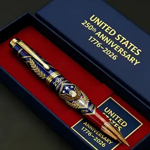 USA 250th Anniversary Commemorative Pen, 0.07oz Ink Calligraphy Pen from Friend Collection, Vibrant Colors Universal Size for Writing Gift