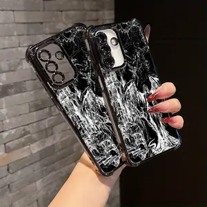 Fashion Gothic Cyber Sigil Cross Pattern Phone Case for Samsung GALAXY S25 ULTRA S24 Plus S23 Fe , Compatible with iPhone 17 AIR 16 Promax 15 pro max case 14, iphone 13 cases Protective Black Cover 4G 5G Drop-Proof Transparent Soft Back Cover