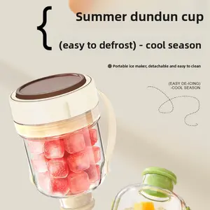 Summer Ice Cup Kettle with Ice Tray, Non-Contact Handle, Portable Press-to-Dispense Ice, High Appearance Water Cup