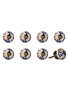 212 MAIN Drawer Pull Knobs - 1.5x1.5 in, Blue & White, Artisan Craft, Hand-Painted Ceramic-Metal, Set of 8, Traditional Home Decor Large Appliance Parts & Accessories