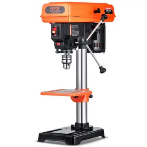 VEVOR 8-Inch Benchtop Drill Press with 2.5A Induction Motor, 5-Speed Adjustable 620-3100 RPM, LED Work Light, 0-45° Tilting Worktable for Wood & Metal Drilling