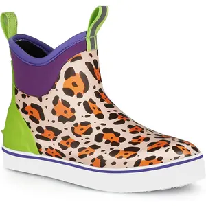 Women's Deck Boots, Waterproof Ankle Rain Boots Fishing Boots with High Traction, Women's Rubber Boots For Gardening Fishing Boating Camping