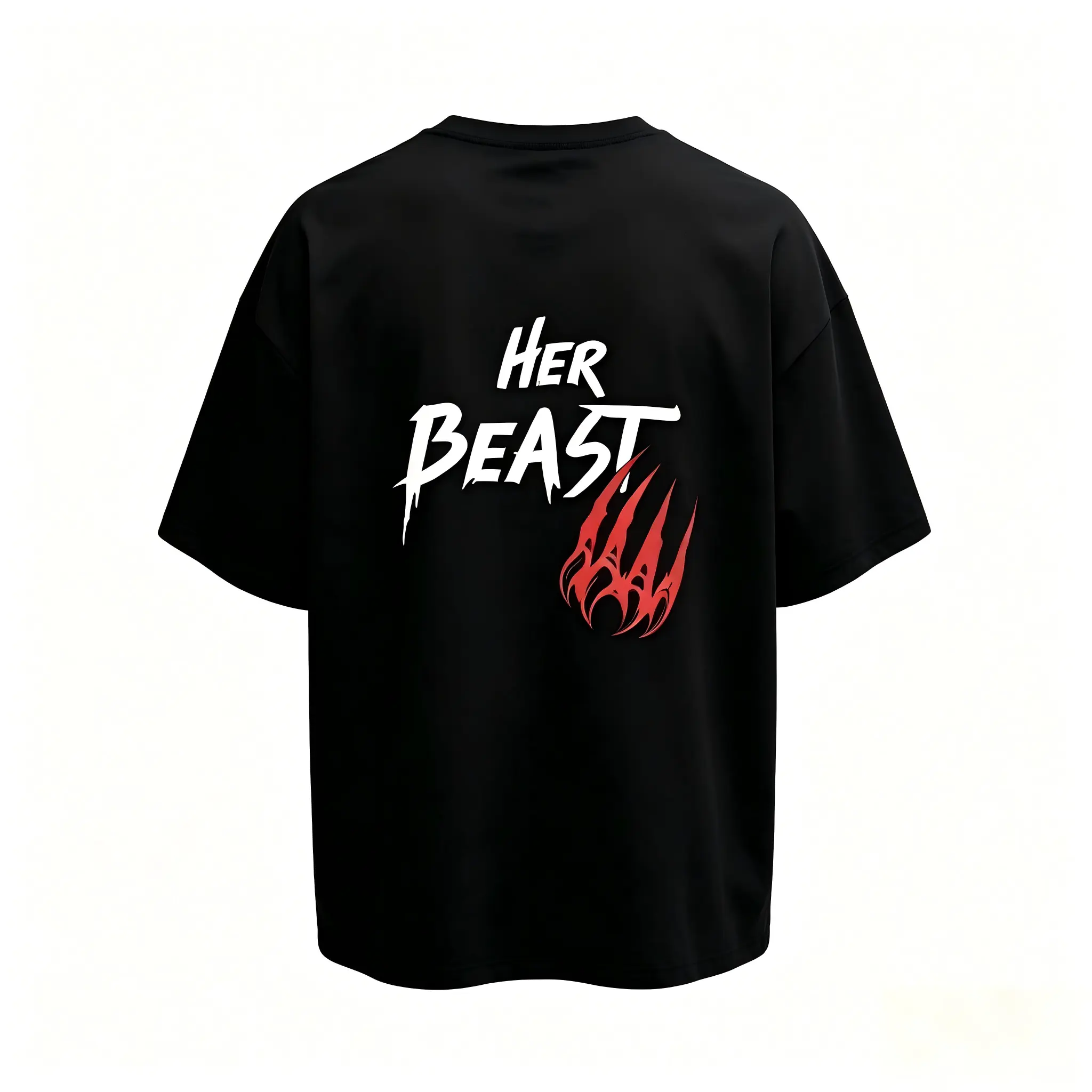 Couple's "Her Beast His Beauty" Streetwear Short-Sleeve T-Shirt Set, Casual Matching Top, Valentine's Day Anniversary Gift