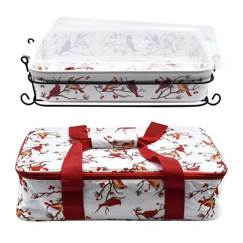 Temp-tations 13x9 Baker w/ Tote Bag, Wire Rack & Snap-on Storage Cover