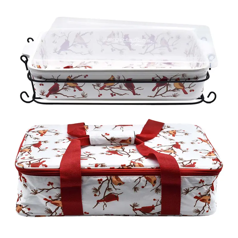 Temp-tations 13x9 Baker w/ Tote Bag, Wire Rack & Snap-on Storage Cover