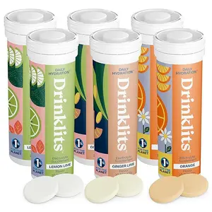 Drinklits Hydration Tablets Variety Pack (6) Tube Bundle | Ginger-Lime + Lemon-Lime + Orange | Delicious Natural Flavors – 0g Sugar – Electrolyte Sports Drink | 6 Pack (60 Servings)