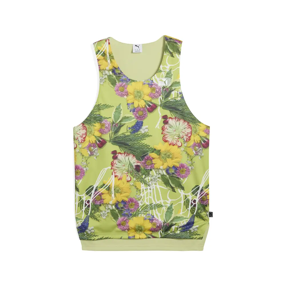PUMA Mens Dunked In Florals Crew Neck Reversible Jersey Casual - Green