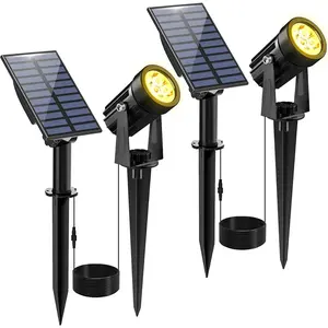 Solar Spot Lights Outdoor, 2 Pack Solar Landscape Spotlights IP65  9.8ft , Auto On/Off Outdoor Wall Lights for Garden Yard Driveway Porch Walkway Pool (3000K Warm White)