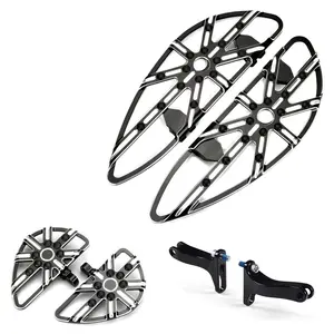 Black Gauge driver passenger Floorboards For Harley street glide flhx fltr Electra glide FLHT Softail Slim FLS 1980-up