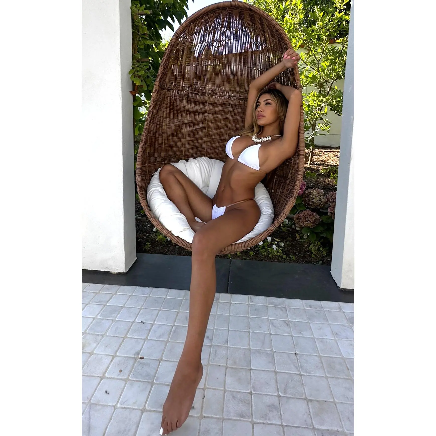 Cari: Thong Bikini with Clear Straps in White
