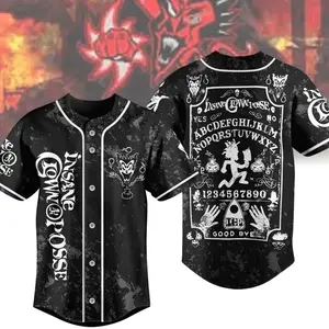 ICP Ouija Board Baseball Jersey – Dark Horror Graphic Button Up Shirt, Juggalo Fan Apparel, Gothic Streetwear, ICP Merch, Unisex Concert Outfit, Gift for Fans
