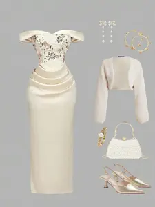 ✨ Sequin Off Shoulder Slit Evening Dress | Luxury Formal Gown for Prom, Wedding Guest, Graduation & Party 💎