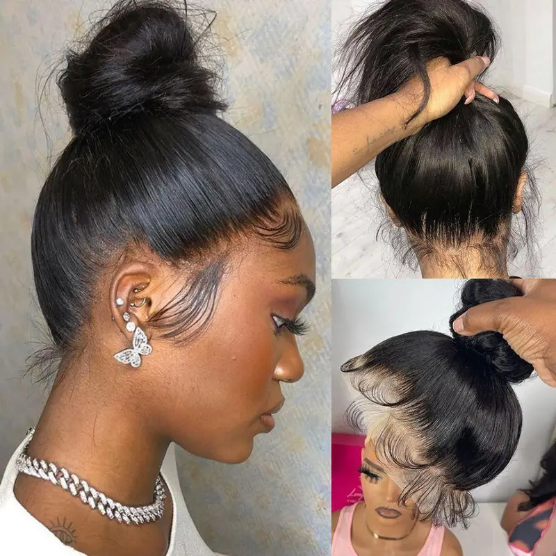 Bling Hair 180% Bone Straight 360 HD Full Lace Frontal Human Hair Wigs  For Woman Cheap Brazilian 13X6 13x4 Lace Front Human Hair Wig Smooth Pre Plucked 12-36 Inch Wholesale