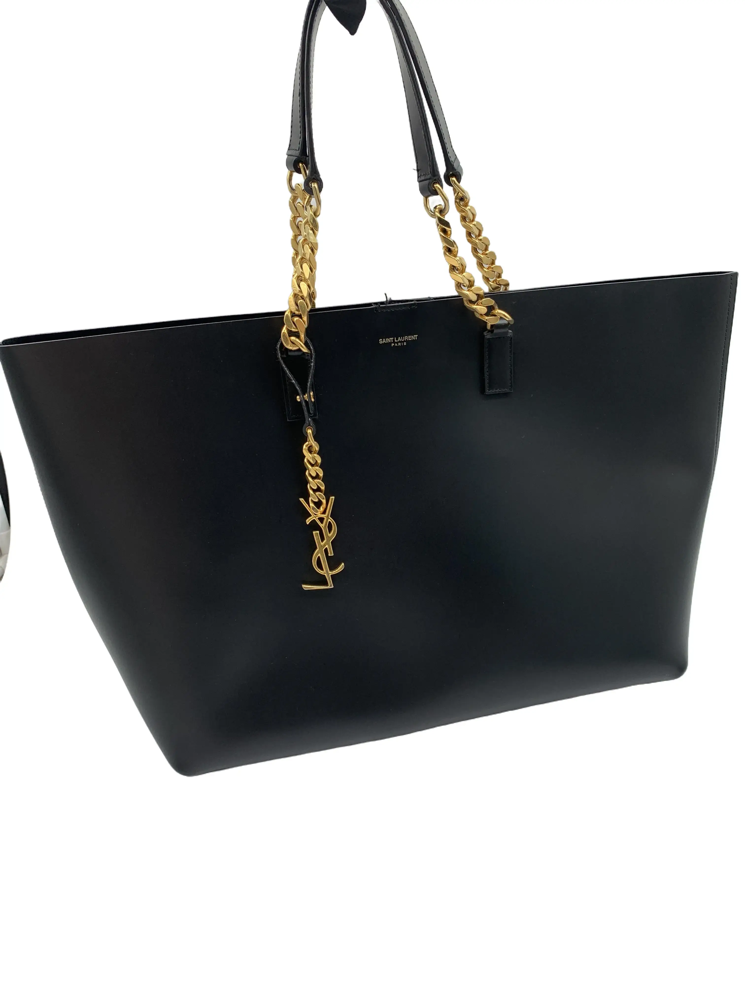 Pre-owned Yves Saint Laurent Black Leather Chain Tote Bag/BB08301520/1520