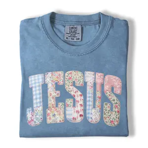 Comfort Colors Patchwork Jesus Shirt, Christian Graphic Tee, Faith Based Shirt, Gift for Christians
