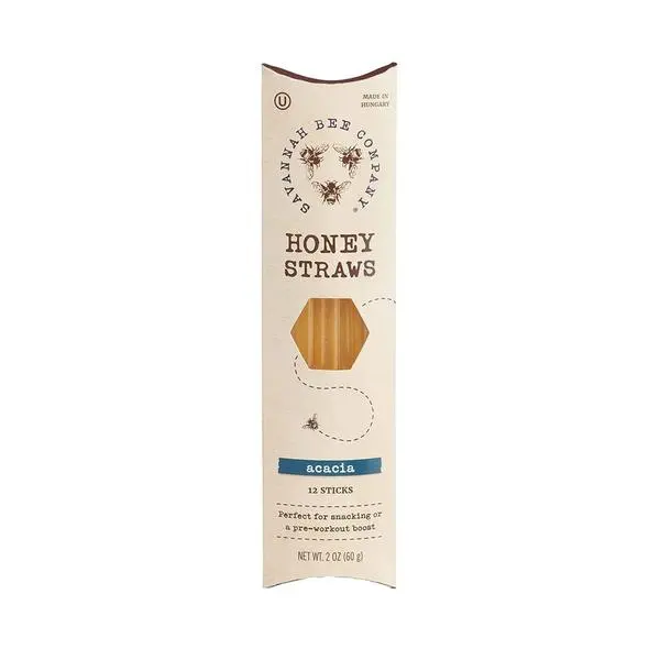 Savannah Bee Company Honey Straws - Pure and All Natural Premium Acacia Honey Sticks Made in the USA - Healthy Snacks for Kids and Adults - High Energy - Gluten Free and Kosher Certified - Pack of 12
