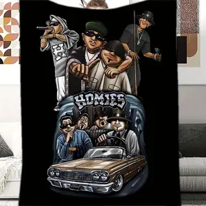 Homies-inspired design, ultra-soft flannel blanket, suitable for home, office, and car travel - perfect birthday or holiday gift, all year round puffy warm breathable fantasy element