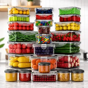 50 48 24pcs Heavy Duty Stackable Food Storage Boxes Microwave Freezer Safe Leak Proof Fridge Containers Multiple Sizes for Fruits Vegetables Leftovers with Lids Kitchen Organizers Storage