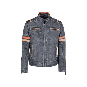 Men's Asymmetrical Full Zip Leather Jacket - 100% Real Leather with Modern Design