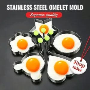 Stainless Steel Egg Pancake Mold Machine, Breakfast Egg Pancake Sandwich Ring, Kitchen Tool, 5 Styles Design, Easy to Use