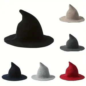 Knitted Witch Hat for Halloween & Christmas, Soft Microfiber Fabric, Perfect for Parties & Anniversaries, Dry Clean Only