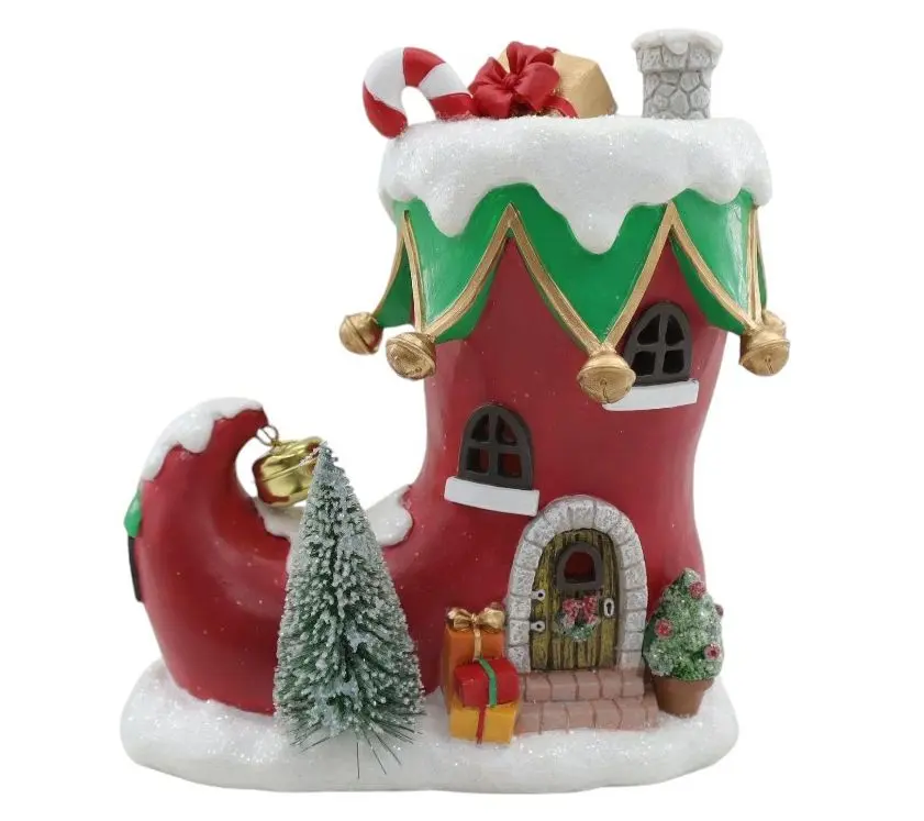RC Home Decor 8" Lighted Christmas Boot House Decoration