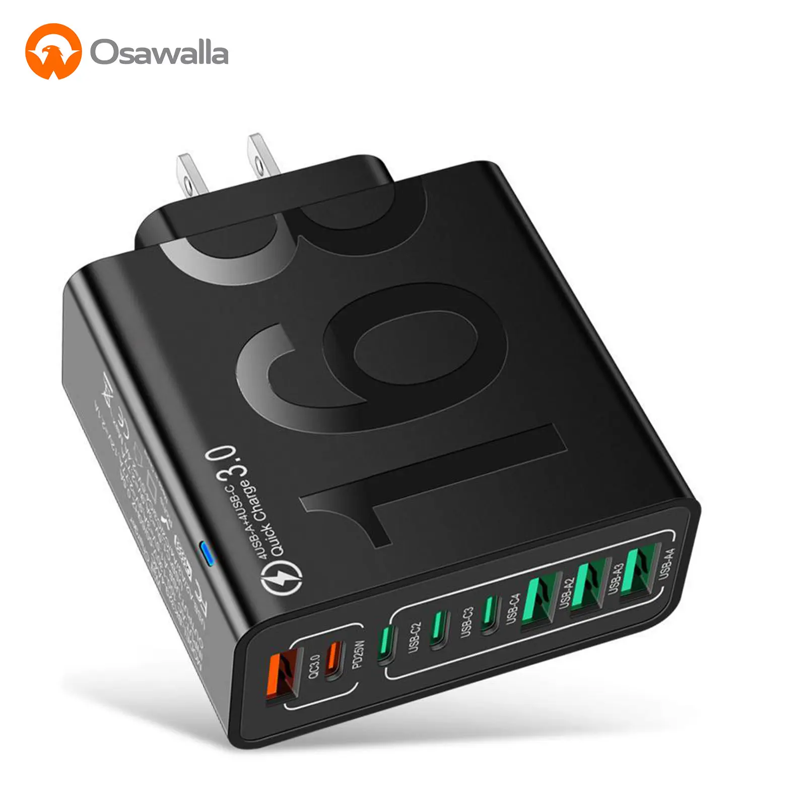 4 USB-C & 4 USB-A Fast Charging USB Hub PortableSmart 8port Charger for Multiple Devices SmartCharger for Phones, Tablets & More fathersdaygift