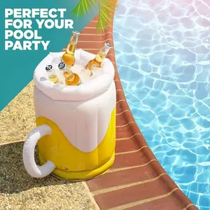 WT-Inflatable Beer Mug - Portable Outdoor Ice Bucket for Beach, Pool, and Parties - Beer Cooler, Ice Cube Refrigeration, and Inflatable Supplies