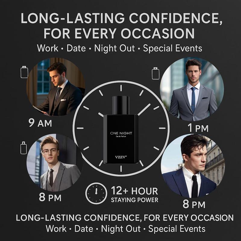 One Night Cologne for Men, Long-Lasting Men's Eau de Parfum 3.4Oz, Captivating & Irresistible Aura Scent for Nightclub, Date Night & Evening Events, Boost Confidence & Attraction