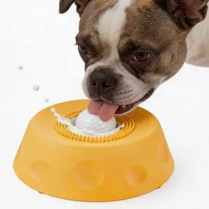 2-in-1 Dog Liquid Slow Feeder & Lick Bowl - Anti-Slip Suction Cup Pet Puzzle Toy with Rolling Ball for Oral Hygiene, Tongue Cleaning & Healthy Eating