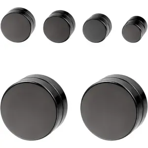 Magnetic Earrings for Men Stainless Steel No Piercing Clip on Earrings Black Stud Earrings Fake Gauges Earrings Set