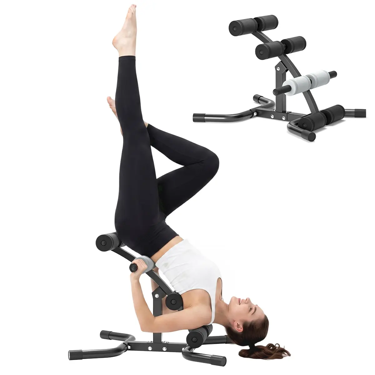 RELIFE Mini Inversion Table, Adjustable Back Stretcher & Ab Trainer, Multi-Function Home Fitness Equipment for Stretching, Core Training and Full Body Exercise