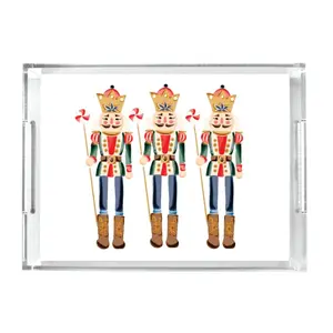 Acrylic Serving Tray - HOLIDAY COLLECTION- Blue Nutcracker Trio